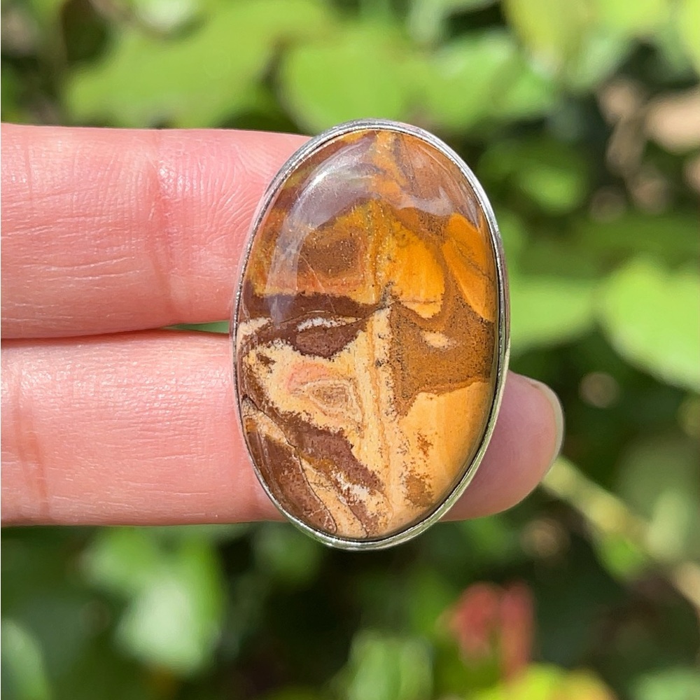 Size 7.5 925 silver‎ plated Australia Outback Jasper Ring